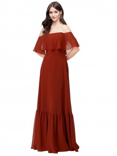 Sydney Off the Shoulder Ruffle Chiffon Bridesmaid Dress