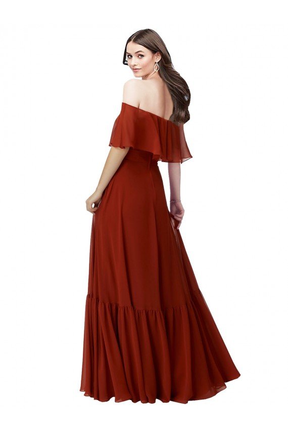 Sydney Off the Shoulder Ruffle Chiffon Bridesmaid Dress