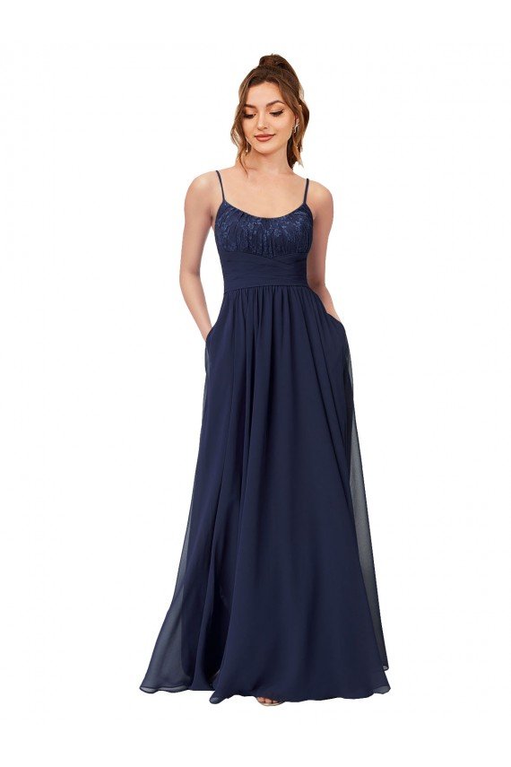 Sydney Long Chantilly Lace and Ruched Chiffon Bridesmaid Dress