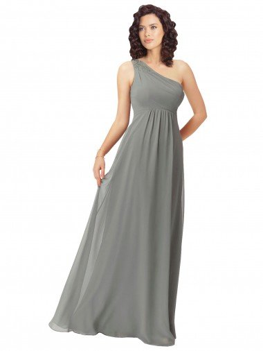 Sydney Embroidered One Shoulder Chiffon Bridesmaid Dress