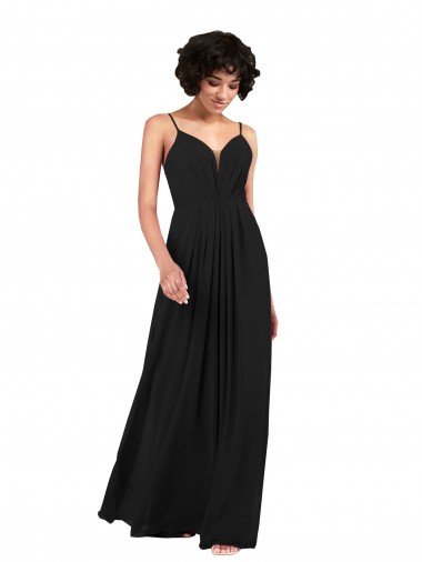 Sydney Simple V-Neckline Chiffon Formal Bridesmaid Dress with Pleated Skirt