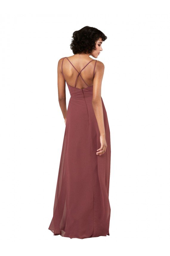 Sydney Simple V-Neckline Chiffon Formal Bridesmaid Dress with Pleated Skirt