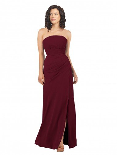 Shop Simple Strapless Chiffon Bridesmaid Dress with Rounded Neckline Sydney