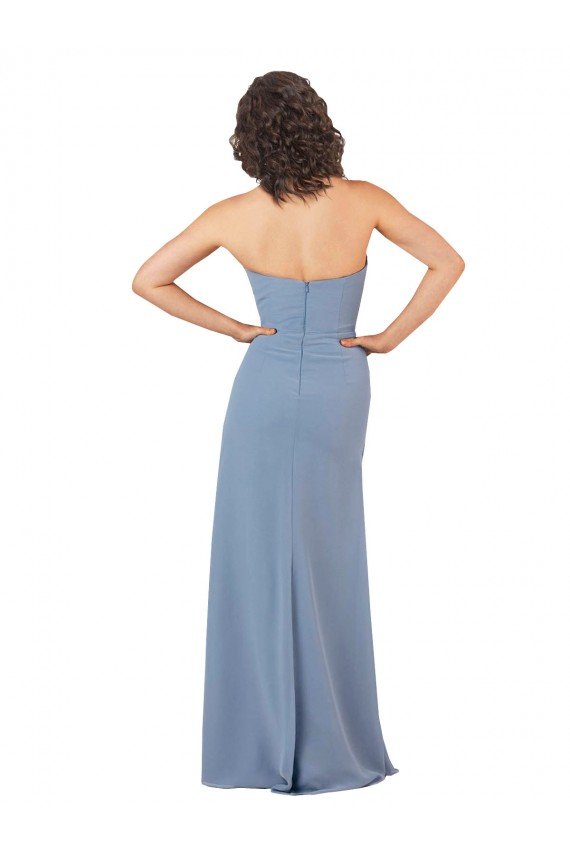 Sydney Simple Strapless Chiffon Bridesmaid Dress with Rounded Neckline