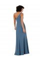 Sydney One Shoulder Chiffon Formal Bridesmaid Dress with Skirt Slit and Accent Strap