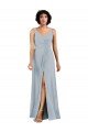 Sydney V-Neckline Wrapped Chiffon Bridesmaid Dress with Skirt Slit