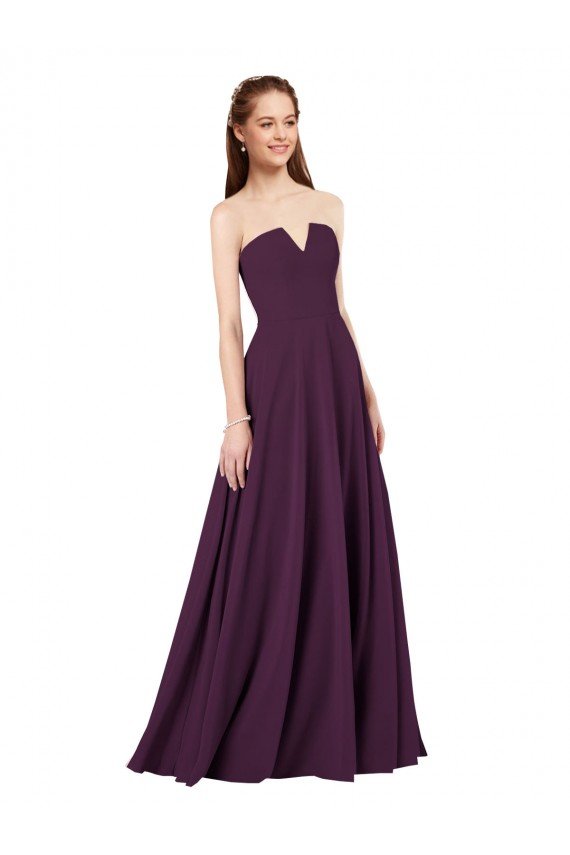 Sydney Strapless Chiffon Bridesmaid Dress with Notched Neckline