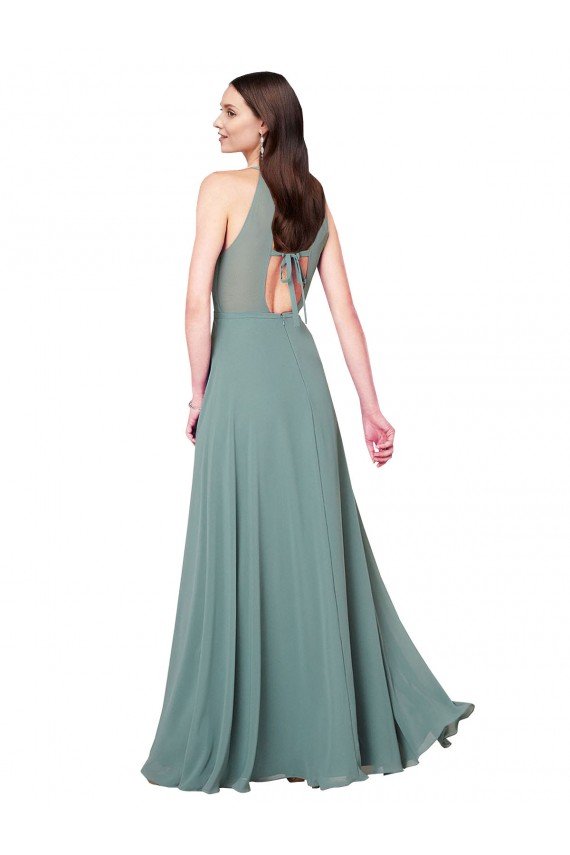 Sydney Floor Length Long Chiffon Bridesmaid Dress with Double Bow Feature