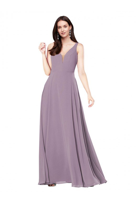 Sydney Long Chiffon Formal Bridesmaid Dress with Open Back