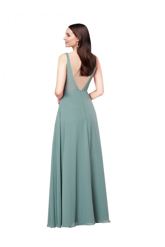 Sydney Long Chiffon Formal Bridesmaid Dress with Open Back