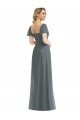 Sydney Puff Sleeves Chiffon Maxi Bridesmaid Dress with Front Slit