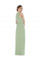 Sydney High Neck Scarf Tie Blouson Bodice Maxi Bridesmaid Dress with Front Slit