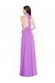 Sydney Halter Backless Maxi Formal Bridesmaid Dress with Button Ruffle Placket