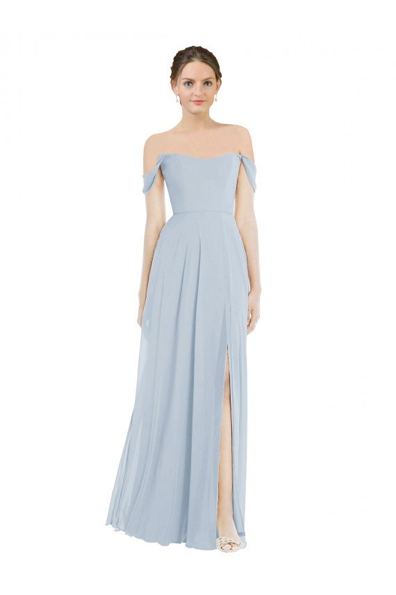 Sydney Off the Shoulder Basque Neck Maxi Bridesmaid Dress with Flounce Sleeves