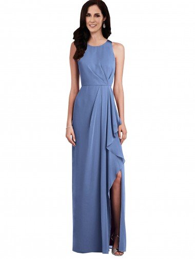 Sydney Sleeveless Chiffon Bridesmaid Dress with Draped Front Slit