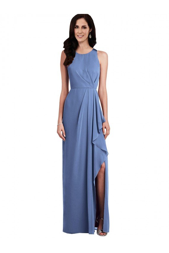 Sydney Sleeveless Chiffon Bridesmaid Dress with Draped Front Slit