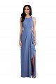 Sydney Sleeveless Chiffon Bridesmaid Dress with Draped Front Slit