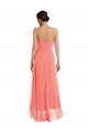 Scoop Neck Ruffle Trimmed High Low Maxi Bridesmaid Dress