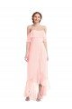 Sydney Off the Shoulder Ruffled High Low Maxi Bridesmaid Dress