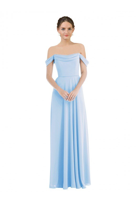 Sydney Off the Shoulder Draped Neckline Maxi Formal Bridesmaid Dress