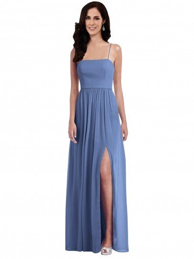 Sydney Slim Spaghetti Straps Chiffon Bridesmaid Dress with Front Slit