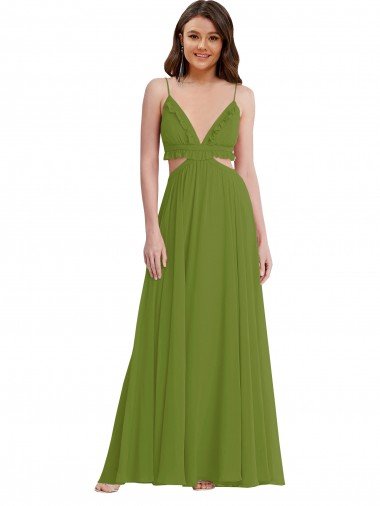 Sydney Ruffled Chiffon Cutout Maxi Bridesmaid Dress