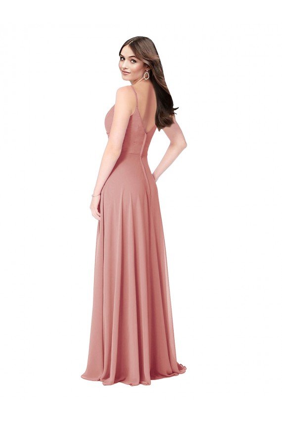 Sydney Twist-Knot V-Neck Long Chiffon Bridesmaid Dress