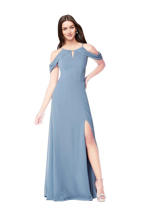 Sydney High Neck Chiffon Bridesmaid Dress with Draped Sleeves
