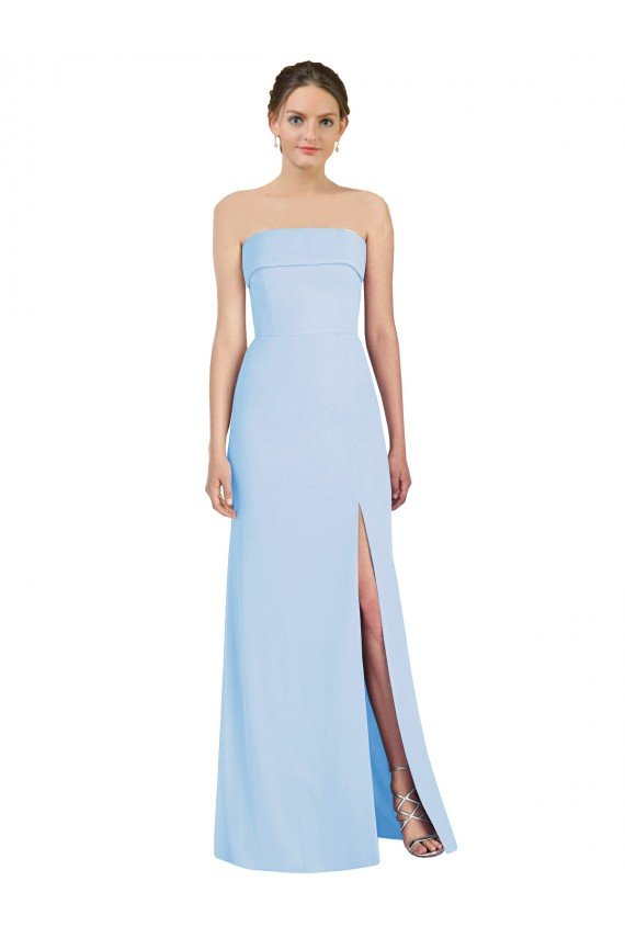 Sydney Strapless Trumpet Chiffon Formal Bridesmaid Dress with Thigh high Slit