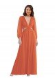 Sydney High Low Ruffled Long Chiffon Cutout Bishop Sleeves Maxi Bridesmaid Dress