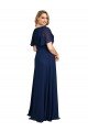 Sydney Chiffon V-Neck Short Sleeves Long Formal Bridesmaid Dress / Prom Dress with High Slit