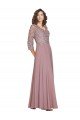 Sydney Hand-Beaded Bodice V-Neckline Long Sleeves Chiffon Bridesmaid Dress / Prom Dress