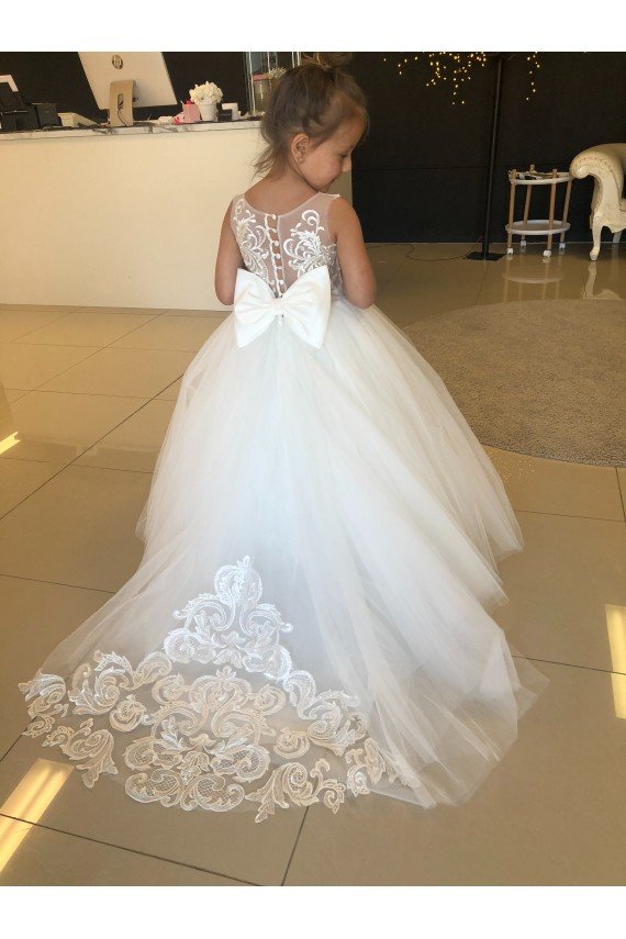 Sydney Champagne Ball Gown Sweetheart Chapel Train Sleeveless Flower Girl Dress