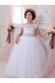 Sydney Ivory Ball Gown Sweetheart Chapel Train Cap Sleeve Flower Girl Dress