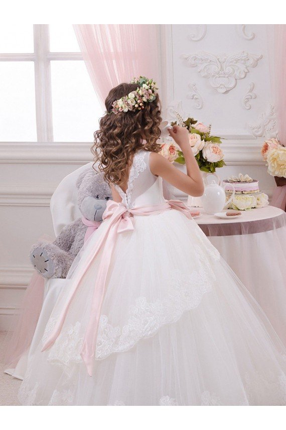 Sydney Ivory Ball Gown Sweetheart V-Back Sleeveless Flower Girl Dress
