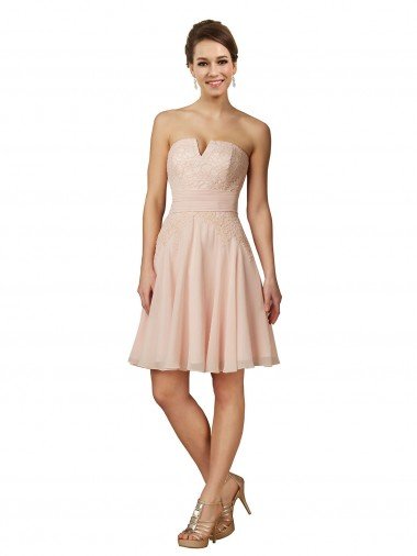 Sydney Lace and Chiffon Bridesmaid Dress / Cocktail Dress with Unique Neckline