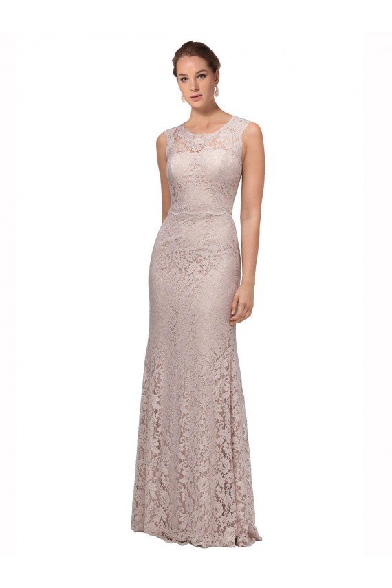 Sydney Long Sleeveless All Lace Bridesmaid Dress / Prom Dress with Scoop Neckline