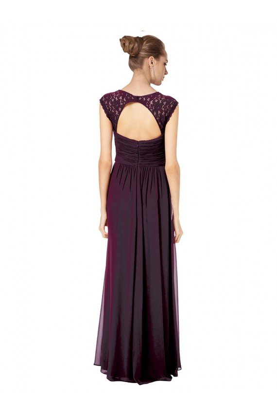 Sydney Long Chiffon Sweetheart Bridesmaid with Lace Straps and Keyhole Back