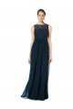 Sydney Long Chiffon Bridesmaid Dress with Lace Sleeveless Bodice and Keyhole Back