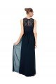 Sydney Long Chiffon Bridesmaid Dress with Lace Sleeveless Bodice and Keyhole Back