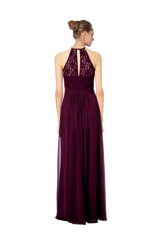 Sydney Lace Halter Bodice Long Chiffon Bridesmaid Dress