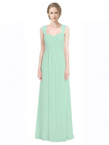Sydney Sweetheart Chiffon Bridesmaid Dress with Lace Straps and Keyhole Back