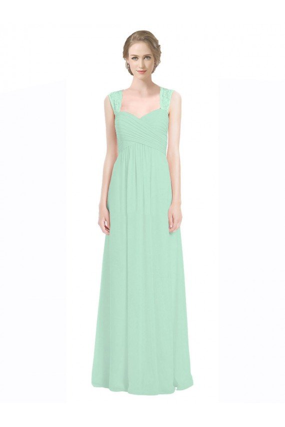 Sydney Sweetheart Chiffon Bridesmaid Dress with Lace Straps and Keyhole Back