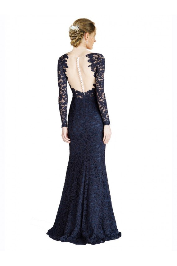 Sydney Illusion Long Sleeves Lace Bridesmaid Dress / Prom Dress with Sheer Keyhole Back