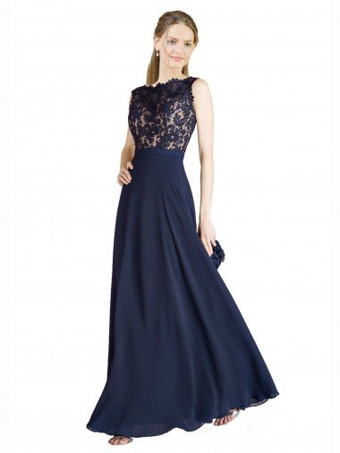 Sydney Bateaux Neckline A-Line Lace Bridesmaid Dress / Prom Dress with Top Nude Layer