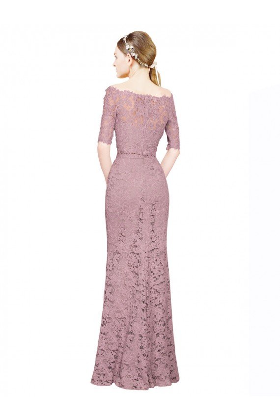 Sydney Short Sleeves Crop Top Mermaid Lace Bridesmaid Dress / Prom Dress
