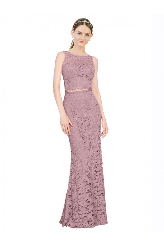 Sydney Sleeveless Crop Top High Neck Mermaid Lace Bridesmaid Dress / Prom Dress