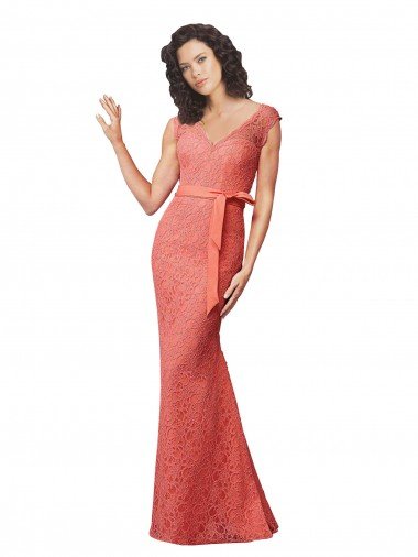 Sydney Mermaid Long V-Neck Lace Bridesmaid Dress with Open Back