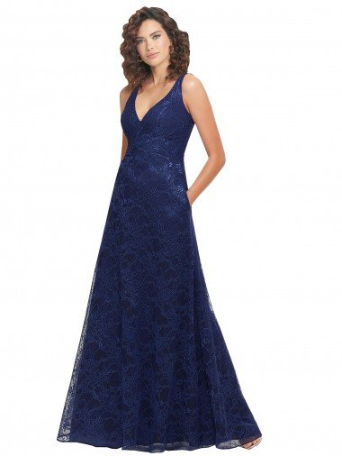 Sydney Chantilly Lace V-Neck Bridesmaid Dress