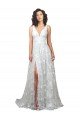 Sydney Plunging V-Neckline Wedding Dress with Slit
